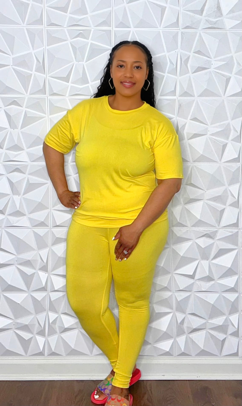 2 pc Round Neck Set-Yellow