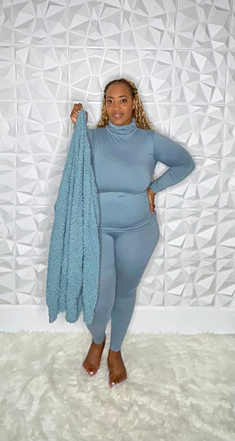 Popcorn Cardigan w/ Pockets (Blue Grey)