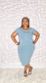 Casual Soft Midi Dress (Blue Grey)