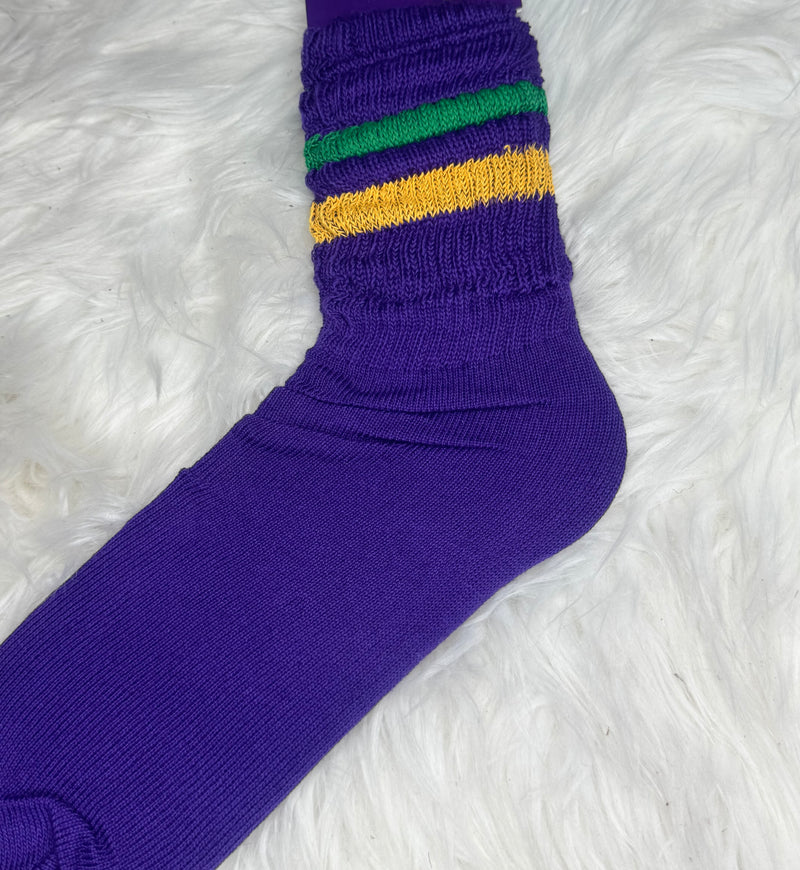 Striped Mardi Gras Slouch Socks