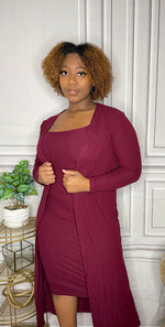 Ribbed Cardigan w/ Bodycon Dress