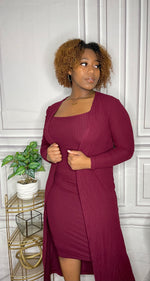 Ribbed Cardigan w/ Bodycon Dress