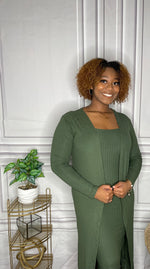 Ribbed Cardigan w/ Bodycon Dress